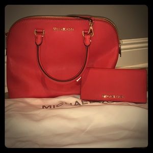 Michael Kors satchel and matching wallet